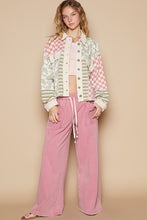 Load image into Gallery viewer, POL Vintage Washed Mixed Prints Jacket in Olive/Pink
