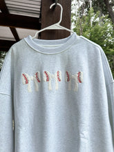 Load image into Gallery viewer, Embroidery Baseball Bows Sweatshirt in Pearl Gray
