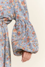 Load image into Gallery viewer, J.nna Denim Floral Print Belted Mini Dress in Floral Denim
