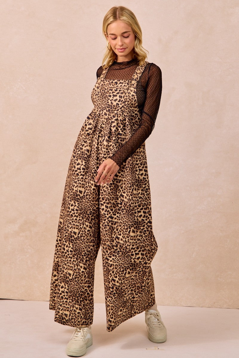 BiBi Leopard Print Wide Leg Jumpsuit in Leopard – June Adel