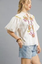 Load image into Gallery viewer, Umgee Boho Floral Print Top with Embroidery in Butter

