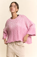 Davi & Dani Cable Knit Top in Lilac