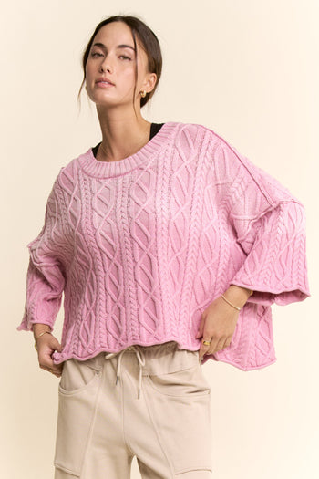 Davi & Dani Cable Knit Top in Lilac
