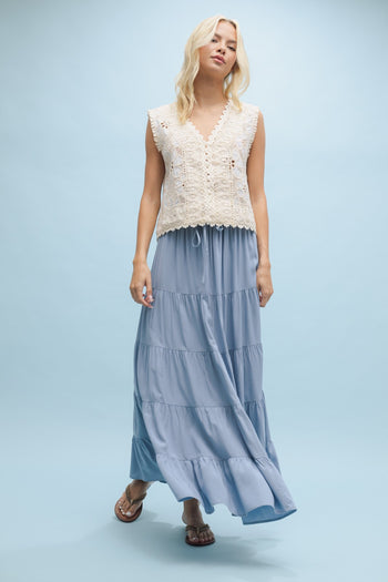 Wishlist Floral Lace Vest in Cream