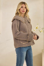 Load image into Gallery viewer, Veveret Sherpa Jacket with Ruffle Trim in Gray
