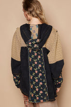 Load image into Gallery viewer, POL OVERSIZED Front Jacquard Star Patched Hooded Jacket in Black Multi
