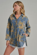 Load image into Gallery viewer, BON Floral Print Denim Top in Floral Denim
