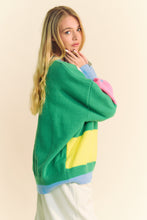 Load image into Gallery viewer, Davi &amp; Dani Multi Colored Striped Sweater with Flower Patches in Blue Pink Multi
