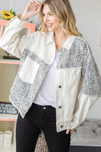 Load image into Gallery viewer, Oli &amp; Hali White Denim Jacket with Leopard Details Jacket Oli &amp; Hali   
