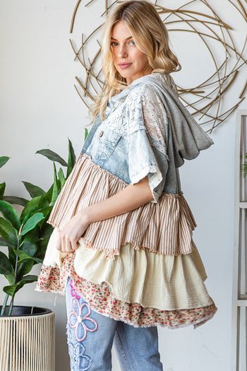 Oli & Hali Mix n Match Tiered Jacket in Light Denim Multi ON ORDER