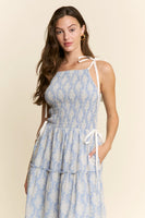 J.nna Floral Print Maxi Dress in Pastel Blue