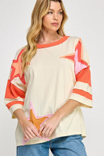Load image into Gallery viewer, Sage+Fig OVERSIZED Color Block Star Patch Applique Top in Ivory
