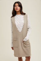 Wishlist Brushed Knit Sweater Mini Dress in Stone