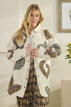 Load image into Gallery viewer, Oli &amp; Hali Mineral Washed OVESIZED Top with Mixed Plaid Heart Patches in Cream
