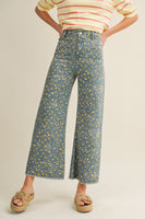 LovLov Whimsical Contemporary Speckled Pattern Pants in Denim Blue