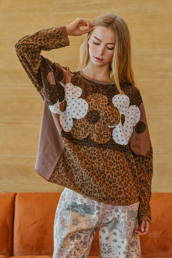 LovLov Untamed Bloom Couture Patchwork Top in Leopard