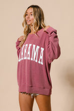 Load image into Gallery viewer, BiBi Solid Color Textured Ribbed Knit Top with ALABAMA Lettering in Dusty Wine
