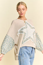 Load image into Gallery viewer, Davi &amp; Davi Waffle Knit Top with Multi Star Patched Front in Beige
