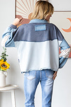 Load image into Gallery viewer, Oli &amp; Hali Collared Top with Eyelet Lace and Daisy Patches in Blue
