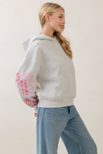 Load image into Gallery viewer, Veveret Sweatshirt Hoodie With Patchwork Sleeve Detail in Pink

