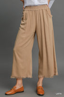Umgee Wide Leg Linen Pants in Latte