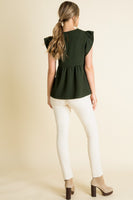 THML Ribbed Knit Top with Embroidery Details in Olive