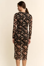 Load image into Gallery viewer, Davi &amp; Dani Mesh Printed Dress in Black Floral
