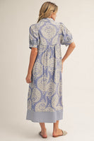 Jodifl Geometric Floral Print Midi Dress in Periwinkle