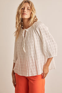 In February Crinkled Textured Top in Off White Shirts & Tops In February   