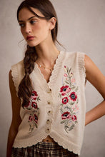 Load image into Gallery viewer, So Me Embroidered V-neck Sweater Vest in Beige
