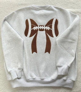 Embroidery Football Bows Sweatshirt in Pearl Gray