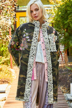 Load image into Gallery viewer, POL OVERSIZED Camo Print Jacket with Crochet and Embroidery Details in Camo
