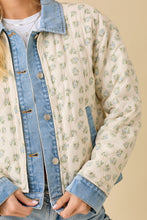 Load image into Gallery viewer, Main Strip Quilted Floral Print and Denim Jacket in Ivory/Blue
