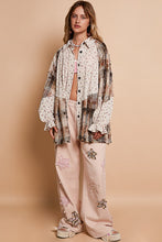 Load image into Gallery viewer, POL Floral and Plaid Print Button Down Top in Latte Multi
