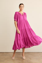 Load image into Gallery viewer, In February Flowy Tiered Maxi Dress in Magenta Dress In February   
