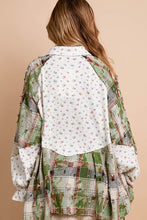 Load image into Gallery viewer, POL Floral and Plaid Print Button Down Top in Ivory Multi ON ORDER
