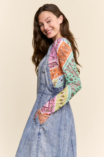 J.nna Retro Revival Wide Leg Overalls in Denim