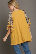 Load image into Gallery viewer, Umgee Top with Animal Print Layered Sleeves in Honey
