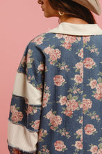 Load image into Gallery viewer, BiBi Floral Print Denim Romper with Contrasting Fabric in Denim **PLEASE REVIEW DESCRIPTION DETAILS ON SIZING**
