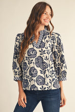 Load image into Gallery viewer, Jodifl Ruffled Neckline Floral Top in Beige

