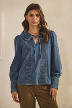 Load image into Gallery viewer, LovLov Vintage Washed Denim Top in Denim Blue
