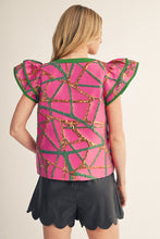 Load image into Gallery viewer, Jodifl Abstract Metallic Jacquard Top in Magenta
