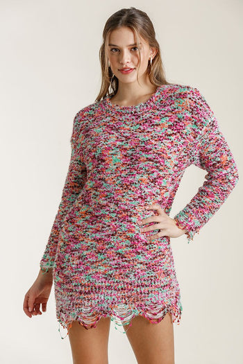 Umgee Sweater Tunic in Mint Pink