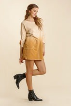Load image into Gallery viewer, Umgee Dip Dye French Terry Round Neck Button Tab on Sleeves Dress in Taupe Bronze
