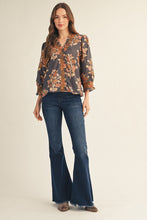 Load image into Gallery viewer, Jodifl Embroidered Smocking Detail Floral Top in Mocha
