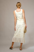 Blue B 3D Bow Embellished Textured Sweater Tank Top in Cream