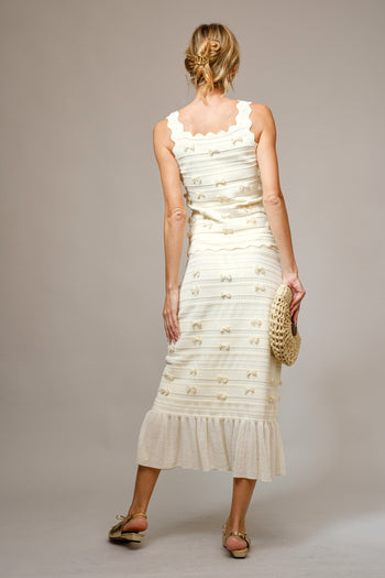 Blue B 3D Bow Embellished Textured Sweater Tank Top in Cream