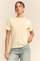 Davi & Dani Rhinestone Embellished Relaxed Crew Neck Tee in Butter Yellow