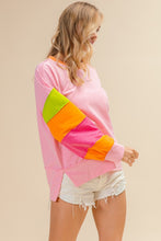 Load image into Gallery viewer, BiBi Colorblock Lightweight Top in Pink/Kiwi/Orange/Hot Pink
