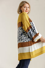 Load image into Gallery viewer, Umgee Color Block Design Cardigan in Gold and Brown
